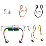 PANTIDE 20Pcs Magnetic Fake Nose Rings Horseshoe Septum Non Piercing Nose Hoop Studs Rings Reusable Stainless Steel Alloy False Nose Ring Hoop Faux Piercing Nose Ear Lip Jewelry for Women Men Girls
