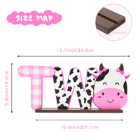 PANTIDE Cow Two Letter Sign Wooden Table Centerpiece for Baby Girls Pink Cow Second Birthday Decoration Pink Farm Barnyard Animals 2nd Table Sign Party Supplies for Baby Shower Cake Smash Photo Props