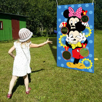 PANTIDE Mickey Mouse Toss Games with 4 Bean Bags, Mickey Minnie Mouse Indoor Outdoor Party Games, Mickey Themed Birthday Party Decoration Supplies, Great Throwing Games Large Banner for Kids and Adult