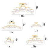 PANTIDE 5 Packs Large Pearl Hair Claw Clips for Women, Non-Slip Assorted Sizes Hair Barrette, Fashion Styling Plastics Jaw Clamp Clips Strong Hold Hair Accessories with Black Drawstring Storage Bag