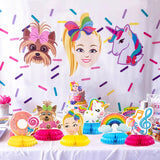 PANTIDE 6 Packs JoJo Honeycomb Centerpieces Table Toppers, Creative Double-Sided JoJo Rainbow Unicorn Themed Table Decoration Party Favors Photo Booth Props for Kids Girls Birthday Party