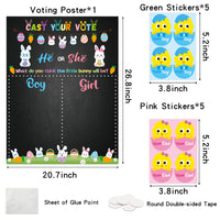 PANTIDE Easter Baby Chick Gender Reveal Party Games for Guests Cast Your Vote He or She Gender Reveal Poster with Team Boy or Team Girl Chick Voting Stickers for Spring Baby Shower Party Supplies
