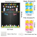 PANTIDE Easter Baby Chick Gender Reveal Party Games for Guests Cast Your Vote He or She Gender Reveal Poster with Team Boy or Team Girl Chick Voting Stickers for Spring Baby Shower Party Supplies