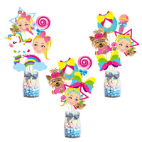PANTIDE JoJo Party Decorations – 30 Pcs JoJo Centerpiece Sticks Table Toppers, Double Sided Cupcake Toppers Photo Booth Props - JoJo Themed Party Supplies Party Favors for Kids Birthday Baby Shower