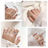 PANTIDE 2Pcs Angel Number 444 Stamped Rings Set Alloy Gold Plated Personalized Lucky Number 444 Charm Adjustable Numerology Rings Trendy Jewelry Birthday Gift for Women Men Girls (Gold & Silver)