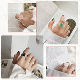 PANTIDE 6Pcs Crystal Raw Stone Rings Irregular Gemstone Open Rings Adjustable Nature Stone Rings Jewelry Gift Purple Yellow Pink White Crystal Green Fluorite Obsidian Rings for Women Girls (Gold)