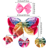 PANTIDE 8Pcs JOJO Bow Hair Clips- 8 Inch Large Sparkly Glitter Sequin Hair Bows and 5 Inch Rainbow Unicorn Grosgrain Ribbon Hair Bows, Alligator Hair Clips Hair Barrettes Accessories with Gift Bag