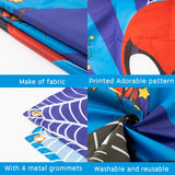 PANTIDE Superhero Happy Birthday Backdrop Banner Spider Themed Large Poster Photography Background Fabric Posters Wall Decor Party Favors Decorations Supplies Photo Booth Props for Kids (6.6ft*3.8ft)