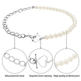 PANTIDE 2 Packs Y2K Pearl Heart Clasp Necklace Choker Silver Dainty Chain Link Necklace with Pearls 90s Antique Love OT Toggle Clasp Necklace Vintage Fashion Jewelry Accessories Gifts for Women Egirl