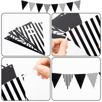 PANTIDE 6 Months Birthday Decorations Set for Baby Boy, Black & White Happy 1/2 Birthday Triangle Flag Banner Glitter 1/2 Cake Topper Crown Hat Latex Foil Balloons for Half Year Birthday Baby Shower