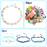 PANTIDE 44Pcs VSCO Starter Stuff Pack Set-VSCO Stickers, Velvet Hair Scrunchies, Puka Shell Necklace Choker, Adjustable Handmade Wave Bracelets, Birthday Gifts for Women Girls