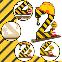 PANTIDE Construction Zone 2 Letter Sign Wooden Table Centerpiece for Baby Boys Dump Truck Car 2nd Birthday Party Decoration Supplies Construction Hat Ornament for Baby Shower Cake Smash Photo Props