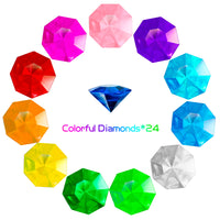 PANTIDE 35Pcs Acrylic Diamond Gems Jewels Alloy Gold Round Ring Set the Blue Hedgehog Chaos Emeralds Power Rings Party Favor Supplies Cake Decoration Pirate Treasure Chest Hunt for Kids with Bag