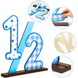 PANTIDE Half Number Sign 1/2 Birthday Wooden Table Centerpiece for Baby Boys 6 Month Birthday Party Decorations Supplies Blue Large Numbers Table Decor for Half Year Baby Shower Cake Smash Photo Props