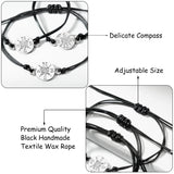 PANTIDE 3Pcs Pinky Promise Distance Matching Bracelets Set -Adjustable Waterproof Handmade Cord Compass Friendship Bracelets, Birthday Xmas Graduation Anniversary Gifts for Couple Families Friends