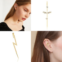 PANTIDE 5Pcs Ear Cuffs Crawler Hook Earrings for Women Girls, Gold Hypoallergenic Piercing Ear Wrap Climbers Earrings, Fashion Classic Sparkling Jewelry Gifts for Birthday Valentine’s Day Anniversary
