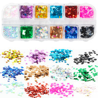 PANTIDE 24 Colors/Set Holographic 3D Butterfly Nail Glitter Sequins and 48 Sheets Water Transfer Nail Decals Stickers Tattoos, Laser Sparkle Confetti Flakes Manicure Nail Art Supplies DIY Crafting