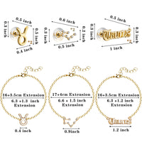 PANTIDE 12Pcs Constellation Zodiac Layer Necklaces Bracelet Earrings Aquarius Pisces Aries Taurus Gemini Cancer Leo Virgo Libra Scorpio Sagittarius Capricorn Initial Dainty Jewelry Gift for Girl Women