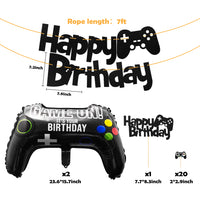 PANTIDE 25Pcs Video Game Birthday Party Decorations, Game On Birthday Party Supplies for Boys – Game Controller Foil Balloons, Gaming Glittery Happy Birthday Banner, Shiny Cake Topper, Cupcake Toppers