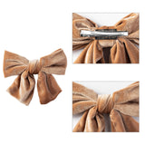 PANTIDE 6 Packs Velvet Hair Bow Clips Barrettes with Black Hair Ties, 6 Colors Large Hair Bowknot with Alligator Hair Clips, Elegant French Style Hair Accessories for Toddlers Baby Girls Women Ladies