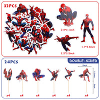 PANTIDE 87Pcs Spiderman Party Decorations Favors for Kids Birthday– Spiderman Happy Birthday Banner, Foil Latex Balloons, Masks, Cupcake Toppers, Stickers - Avengers Superhero Birthday Party Supplies
