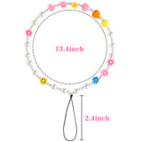 PANTIDE 5 Packs Beaded Phone Lanyard Y2K Phone Charms Indie Smiley Face Flower Charm Wrist Strap Phone Preppy Keychain Acrylic Polymer Clay Handmade Kidcore Aesthetic Phone Chains Gift for Women