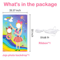 PANTIDE JOJO Photo Door Banner Booth Props Photography Backdrops, 5x3ft JOJO Birthday Party Decorations Supplies Scene Setters Wall Decor, JOJO Large Fabric Photo Background Banner for Party Games