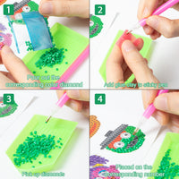 PANTIDE 16Pcs 5D DIY Diamond Painting Stickers Kits for Kids, Sesame Elmo Cookie Monster Theme Diamond Arts Craft Mosaic Stickers, Handmade Paint by Numbers Kits for Children and Adult Beginners