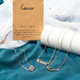 PANTIDE 3Pcs Cancer Zodiac Layer Necklaces for Women Girls Retro Gold Plated 12 Constellation Pendant Letter Necklaces Exquisite Letter Horoscope Old English Zodiac Sign Necklace Jewelry Birthday Gift