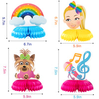 PANTIDE 6 Packs JoJo Honeycomb Centerpieces Table Toppers, Creative Double-Sided JoJo Rainbow Unicorn Themed Table Decoration Party Favors Photo Booth Props for Kids Girls Birthday Party