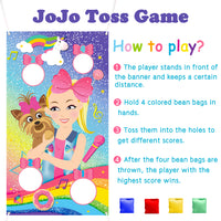 PANTIDE JoJo Toss Games with 4 Bean Bags, JoJo Indoor Outdoor Party Games, JoJo Themed Birthday Party Decoration Supplies, Great Throwing Games Large Banner for Kids and Adults