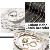 PANTIDE 14Pcs Gold&Silver Chain Bracelets Set Stackable Metal Links Adjustable Layered Cuban Chunky Boho Beads OT Toggle Paperclip Bangle Bracelets Fashion Jewelry Gifts for Women Girls