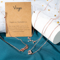 PANTIDE 3Pcs Constellation Zodiac Layer Necklaces for Women Girls, Retro Gold Plated 12 Constellation Pendant Necklace Exquisite Letter Horoscope Old English Zodiac Sign Necklace Jewelry Birthday Gift