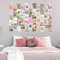 PANTIDE 50Pcs Danish Pastel Aesthetic Wall Collage Kit Pink Theme Poster Photo Dorm Trendy Cottagecore Wall Art Print Warm Color Pictures Collage Room Bedroom Decor Gift for Teen Girls, 4x6 Inch