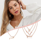 PANTIDE 3Pcs Constellation Zodiac Layer Necklaces for Women Girls, Retro Gold Plated 12 Constellation Pendant Necklace Exquisite Letter Horoscope Old English Zodiac Sign Necklace Jewelry Birthday Gift