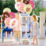 PANTIDE 52Pcs Cute Bear Print Balloons Set 12 Inches Pink Rose Red Yellow Brown White Latex Balloons with Bear Patterns for Baby Girls Kids Baby Shower Birthday Party Supplies Decorations with Ribbon