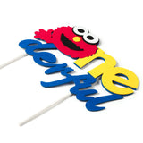 PANTIDE Sesame Inspired ONE Birthday Cake Topper, Onederful 1st Birthday Cake Topper Sesame Party Decoration Party Supplies Elmo Cake Topper Cake Decoration Party Supplies for Boys and Girls