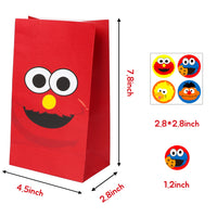 PANTIDE 24Pcs Sesame Goody Candy Treat Bags Sesame Party Favor Bags Sesame Party Supplies Sesame Party Decorations Elmo Cookie Monster Big Bird Ernie with Stickers for Birthday Party Baby Shower