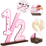 PANTIDE Half Number Sign 1/2 Birthday Wooden Table Centerpiece for Baby Girls 6 Month Birthday Party Decoration Supplies Pink Large Numbers Table Decor for Half Year Baby Shower Cake Smash Photo Props