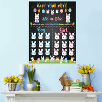 PANTIDE Little Bunny Gender Reveal Party Games for Guests Cast Your Vote He or She Gender Reveal Poster with Team Boy or Team Girl Easter Bunny Voting Stickers for Spring Baby Shower Party Supplies