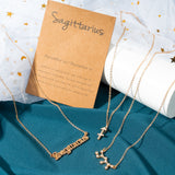 PANTIDE 3Pcs Constellation Zodiac Layer Necklaces for Women Girls, Retro Gold Plated 12 Constellation Pendant Necklace Exquisite Letter Horoscope Old English Zodiac Sign Necklace Jewelry Birthday Gift
