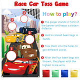 PANTIDE Race Car Toss Game Banner with 4 Bean Bags- Racing Themed Indoor Outdoor Family Party Tossing Activities for Kids Adults, Let’s Go Racing Throwing Games Birthday Party Supplies Decor Gift Set