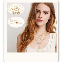 PANTIDE 3Pcs Gemini Zodiac Layer Necklaces for Women Girls Retro Gold Plated 12 Constellation Pendant Letter Necklaces Exquisite Letter Horoscope Old English Zodiac Sign Necklace Jewelry Birthday Gift