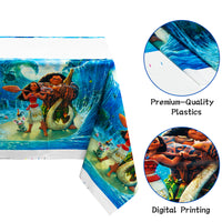 PANTIDE 4Pcs Moana Table Covers for Parties Plastic Disposable Rectangle Tablecloth Moana Themed Birthday Party Decorations Supplies for Kids Tropical Luau Summer Beach Party Baby Shower, 70.9 x 42.5”