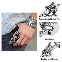 PANTIDE 6 Pcs Punk Gothic Knuckle Joint Full Finger Double Rings, Silvery Armour Cool Rings Punk Rock Hinged Loop Activity Rings for Men Women Halloween Cosplay Costume Accessories Jewelry Gifts