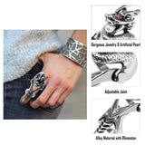 PANTIDE 6 Pcs Punk Gothic Knuckle Joint Full Finger Double Rings, Silvery Armour Cool Rings Punk Rock Hinged Loop Activity Rings for Men Women Halloween Cosplay Costume Accessories Jewelry Gifts