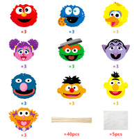 PANTIDE Sesame Friends Centerpiece Sticks Table Toppers, Double-Sided Photo Booth Props Cake Toppers, Sesame Elmo Cookie Monster Big Bird Themed Birthday Party Decorations Supplies for Kids, Set of 30