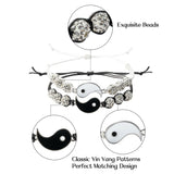 PANTIDE 6Pcs Yin Yang BFF Couples Bracelets Necklace Set Adjustable Yin Yang Pendant Matching Necklace Cord Bracelet Energy Beads Bracelet Friendship Relationship Valentines Gift Boyfriend Girlfriend