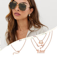 PANTIDE 3Pcs Constellation Zodiac Layer Necklaces for Women Girls, Retro Gold Plated 12 Constellation Pendant Necklace Exquisite Letter Horoscope Old English Zodiac Sign Necklace Jewelry Birthday Gift