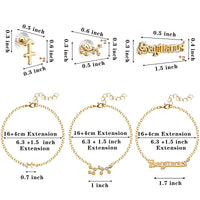 PANTIDE 12Pcs Constellation Zodiac Layer Necklaces Bracelet Earrings Aquarius Pisces Aries Taurus Gemini Cancer Leo Virgo Libra Scorpio Sagittarius Capricorn Initial Dainty Jewelry Gift for Girl Women